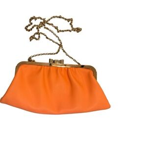 Carpisa Orange Clutch Bag with Gold Chain